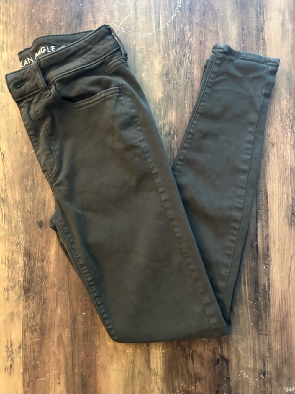 American Eagle Outfitters Women's Olive Green Skinny Jeans, 2R